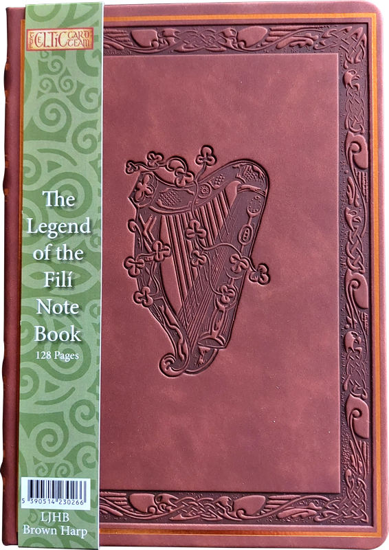 The Celtic Card Team Small Brown Faux Leather Harp Journal