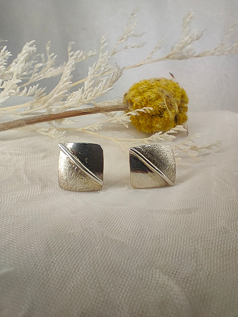 Handcrafted Jewellery By Geraldine , Hand crafted, Square Textured Earrings.