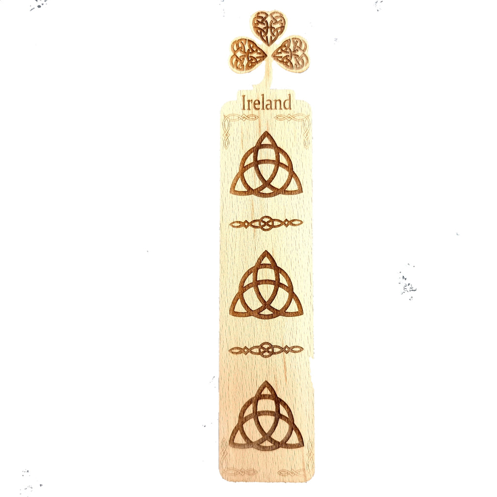 Wooden Irish Bookmark With Shamrock & Celtic Knot