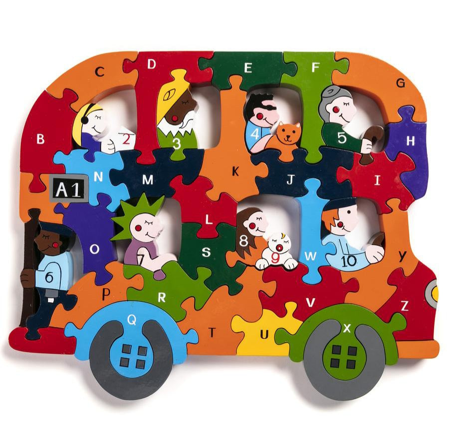 Alphabet Jigsaws Handcrafted Wooden Jigsaw Puzzle Alphabet Bus