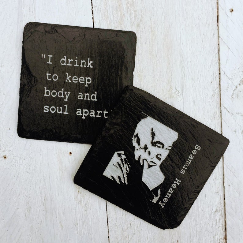 Blue House Gifts Seamus Heaney Set Of Two Slate Coasters