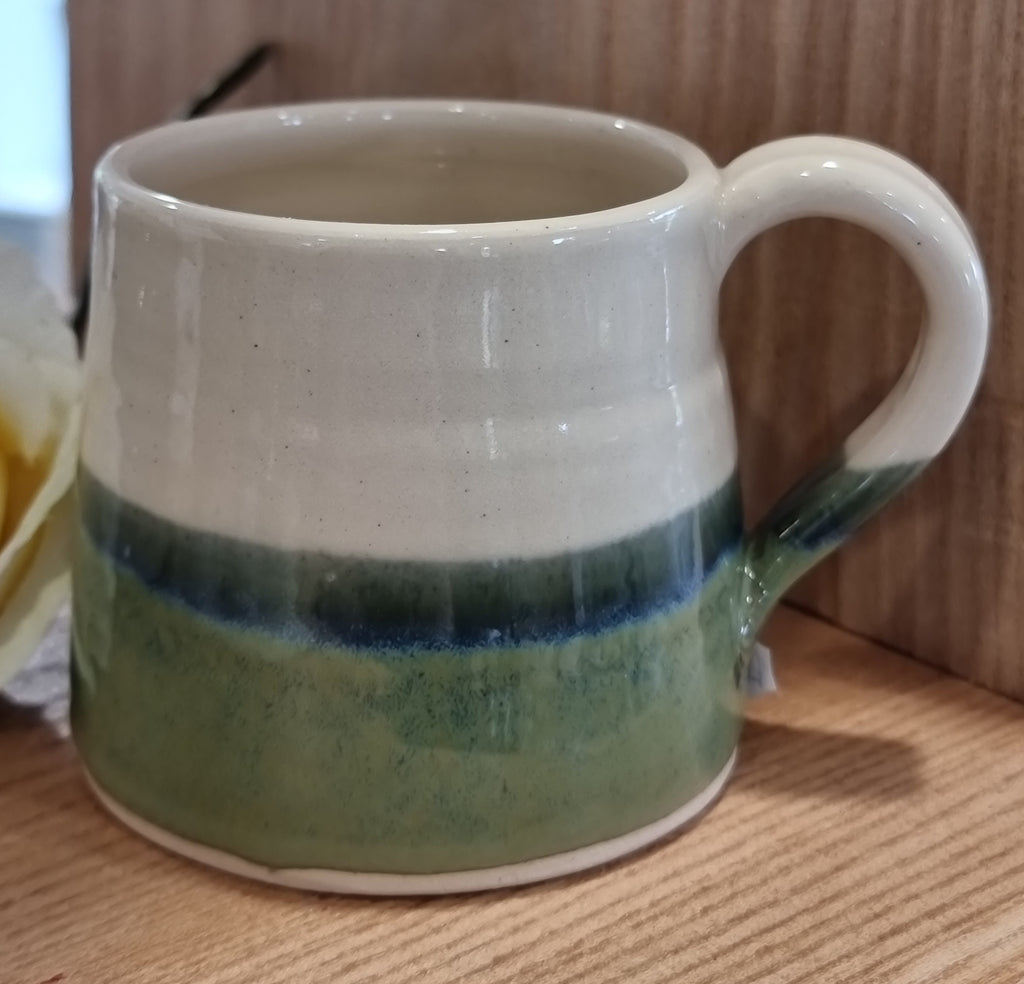 CH Pottery Straight Mug Green, Blue & Cream