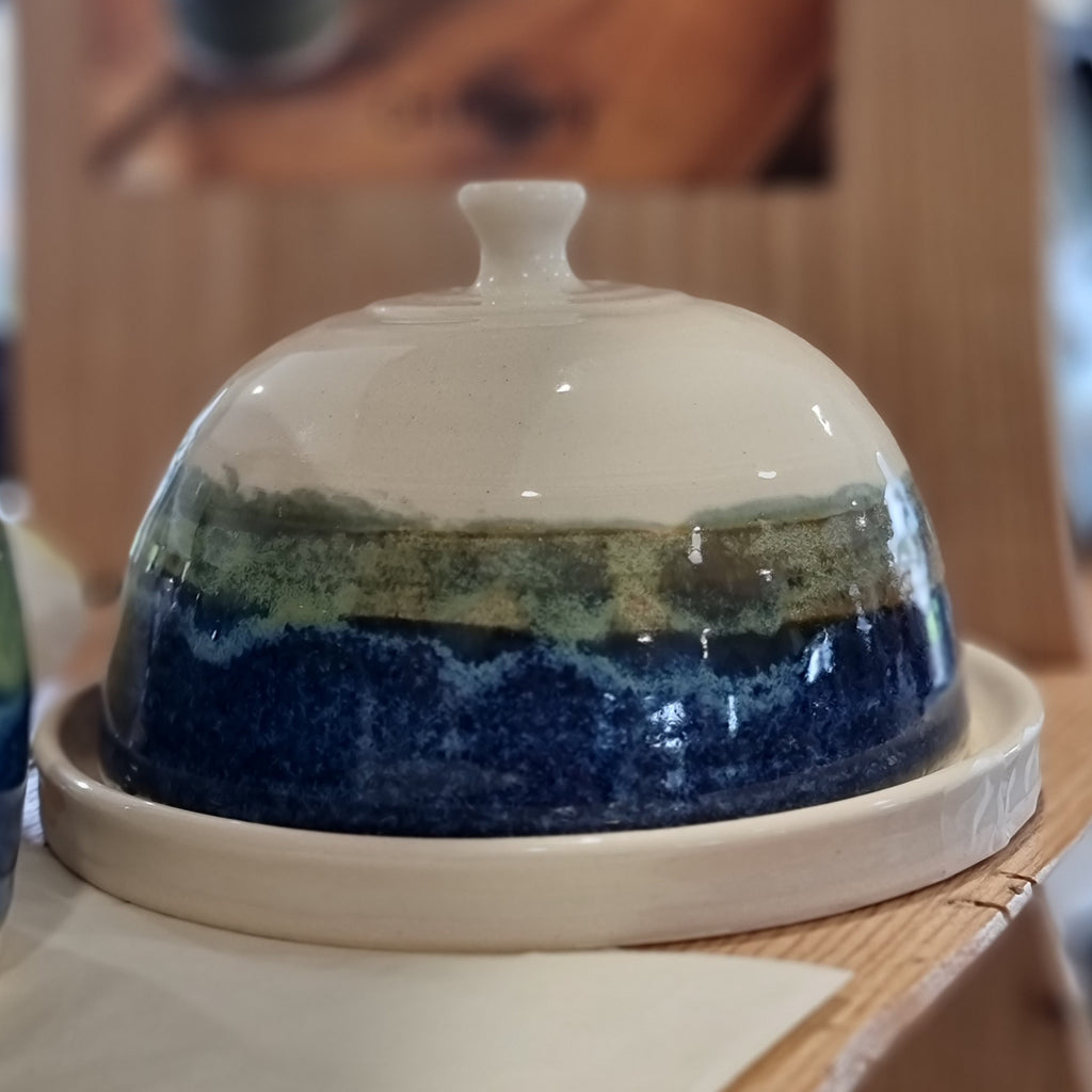 CH Pottery Butter Dish Blue