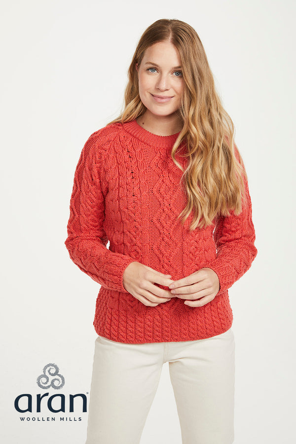 Aran Woollen Mills Supersoft Merino Aran Sweater with Raglan Sleeve