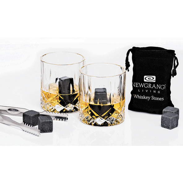 Newgrange Living Whiskey Glass Pair with Whiskey Stones and Tongs