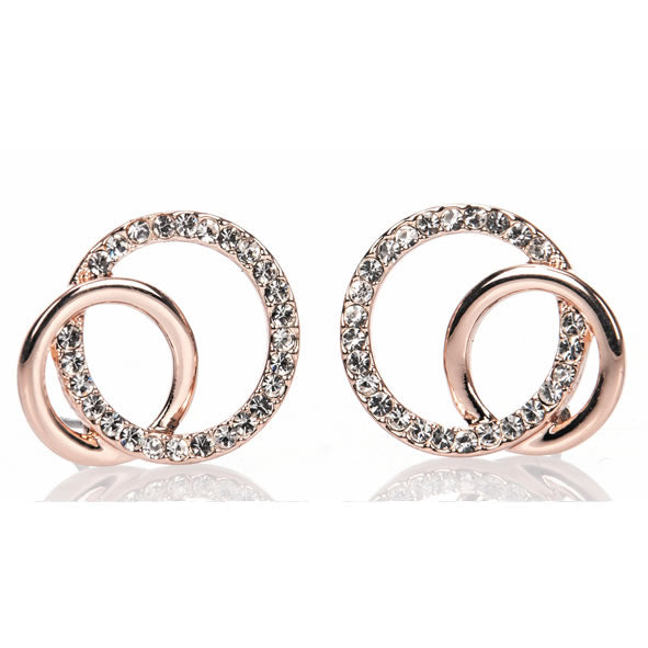 Newgrange Living Rose Gold Diamante Loop Earrings