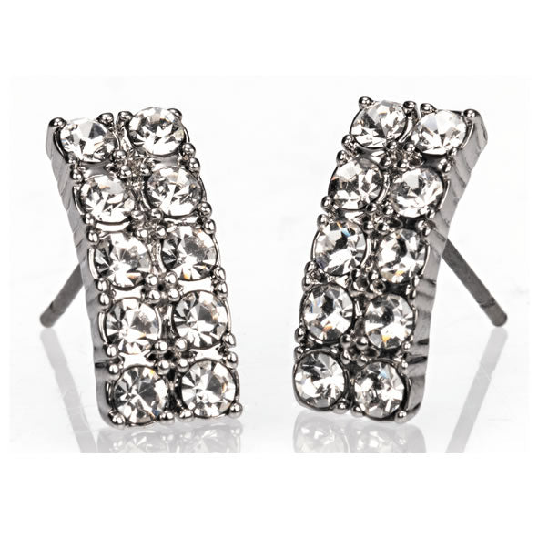 Newgrange Living Silver Diamante Bar Earrings