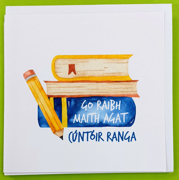 As Gaeilge Cards Go Raibh Maith Agat a Mhúinteoir/Cúntóir Ranga Card