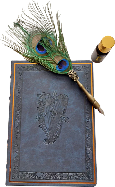 The Celtic Card Team Small Blue Faux Leather Harp Journal