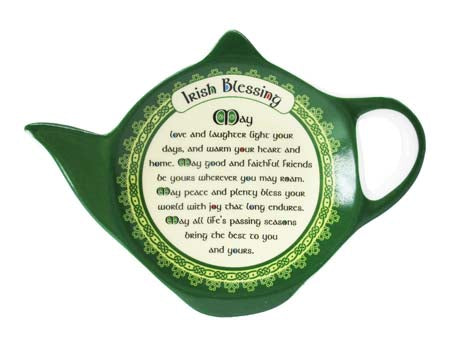 Irish Weave Shamrock Spiral Irish Blessing  Teabag Holder