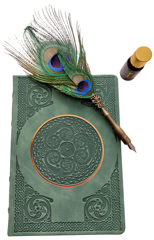 The Celtic Card Team Small Green Faux Leather Spiral Journal