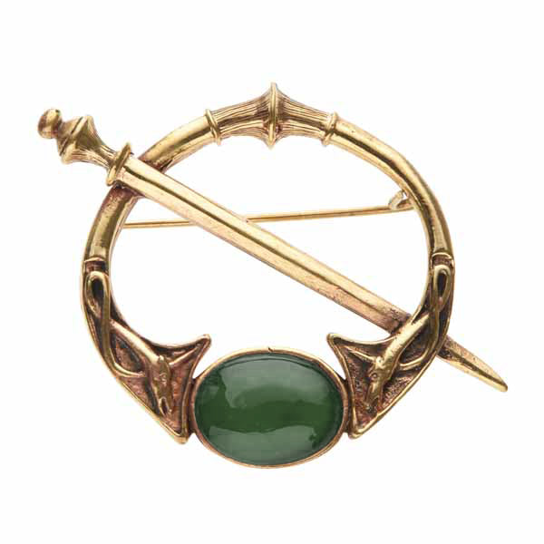 Kilkenny Silver - Celtic Green Agate Bronze Brooch