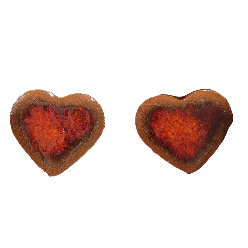 ÁMG 27 Crafts Ceramic Earrings Red Heart Studs
