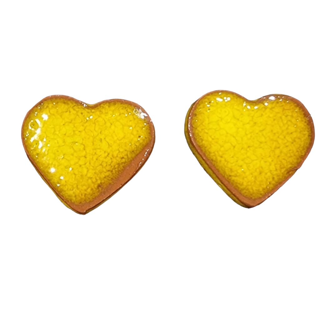 ÁMG 27 Crafts Ceramic Earrings Yellow Heart Studs