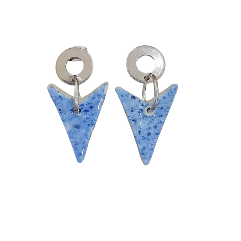 ÁMG 27 Crafts Ceramic Drop Earrings Light Blue Spearhead