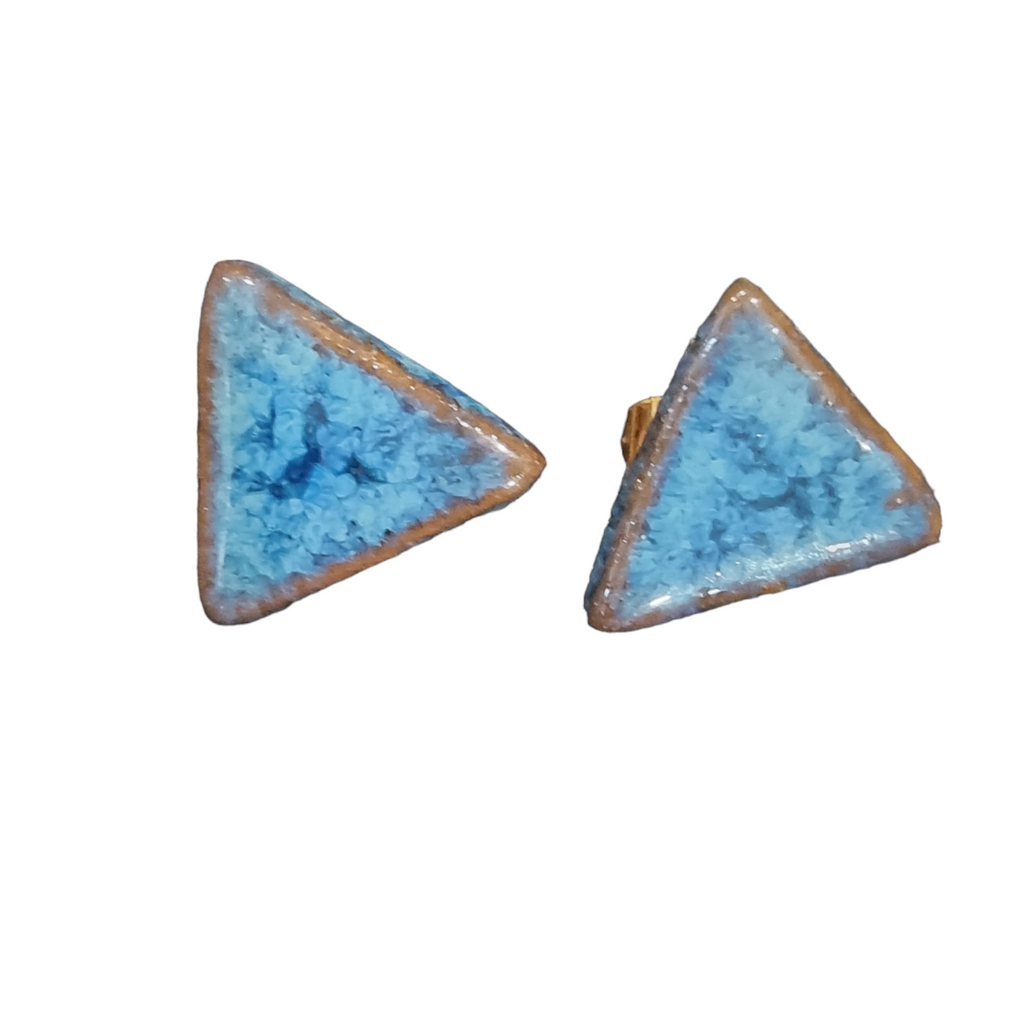 ÁMG 27 Crafts Ceramic Stud Earrings Blue Triangles