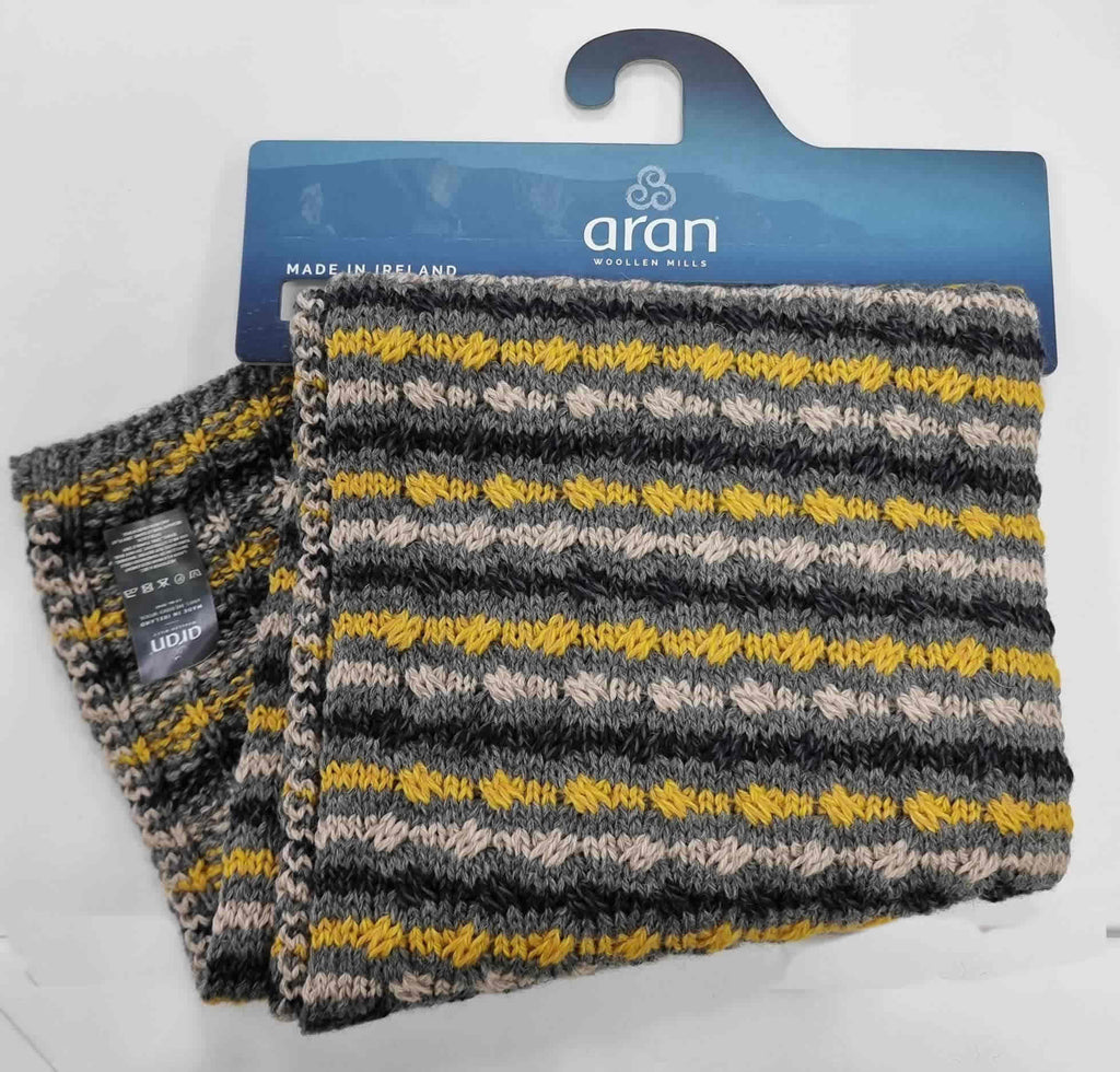 Aran Woollen Mills Aran Grey & Mustard Tone Scarf