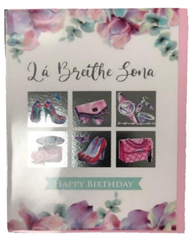 The Glen Gallery Shoes & Handbags Happy Birthday/Lá Breithe Sona Card