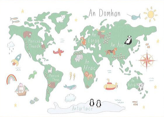 Connect The Dots Design A3 World Map/An Domhan Poster