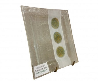 Celtic Heritage  Glass - Green Celtic Swirl  Small 14cmx14cm Square Plate