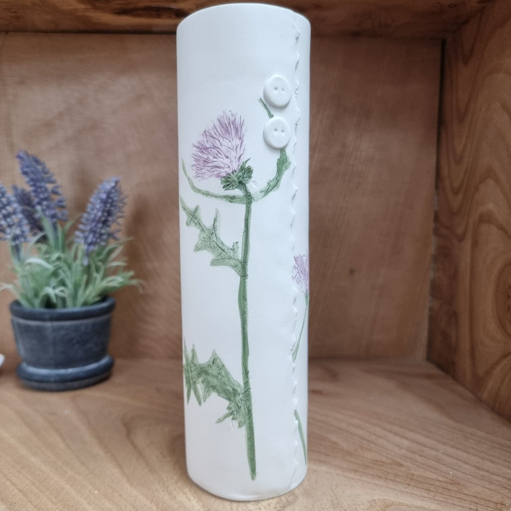 Lynda B Jewellery and Ceramics Pink Thistle Vase Slim