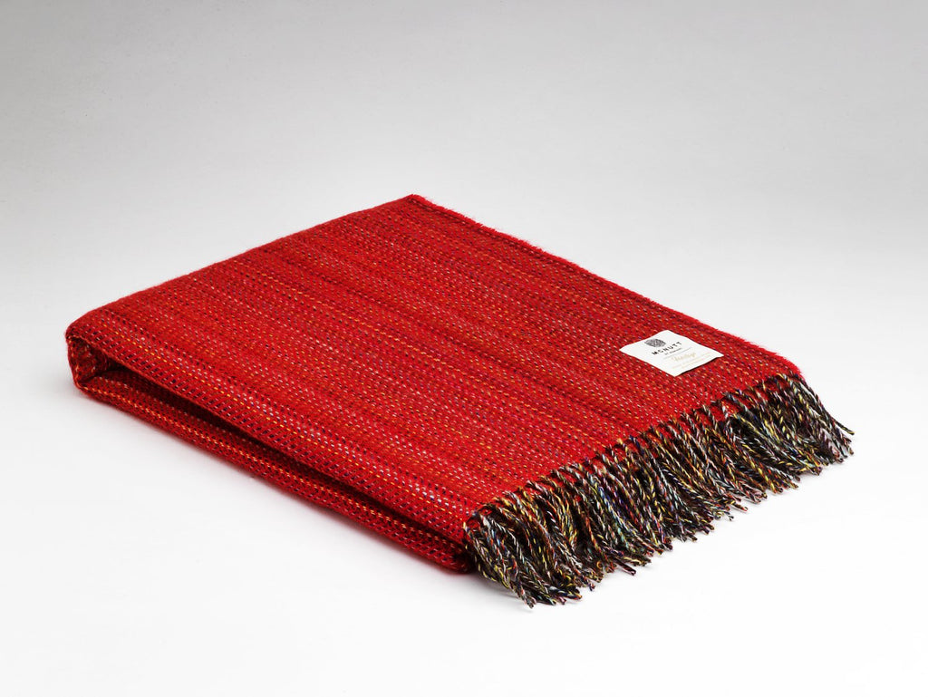 McNutt Of Donegal Bright Red Tweed Throw Heritage Range
