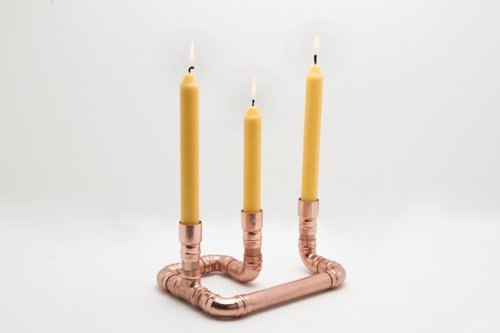 Caulfield Country Boards Industrial Copper Pipe Candle Holder