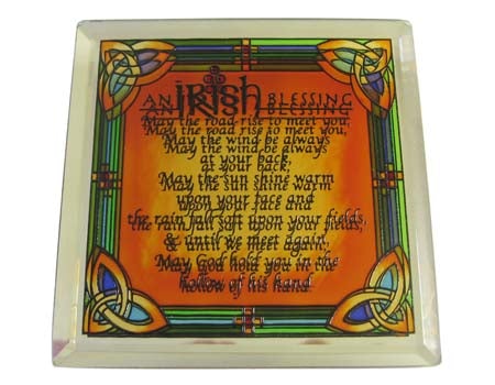 Clara Crafts Stained Glass Coaster Irish Blessing