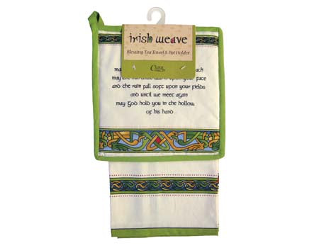 Irish Weave Blessings Tea Towel &  Pot Holder