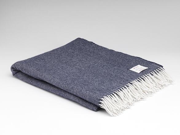 McNutt Of Donegal Navy Herringbone Supersoft Throw