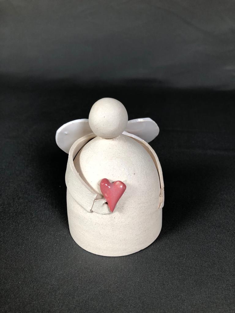 Tivockmoy Ceramics Angel Holding Red Heart Small