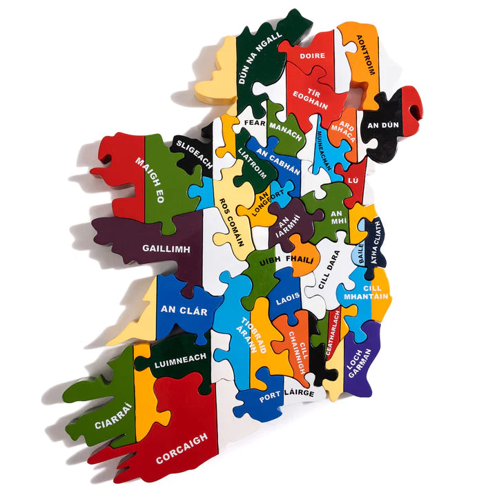Alphabet Jigsaws Handcrafted Wooden Jigsaw Puzzle Map Of Ireland (As Gaeilge)