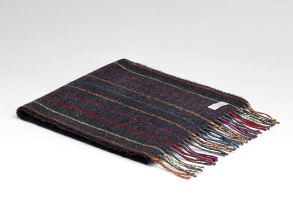 McNutt Of Donegal Charcoal Rainbow Striped Scarf