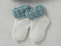 Aran Woollen Mills Baby Two Colour Socks in Seafoam Green and Classic Aran