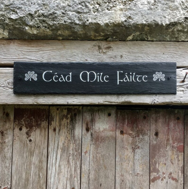 Blue House Gifts Céad Míle Fáilte Over The Door Slate Sign